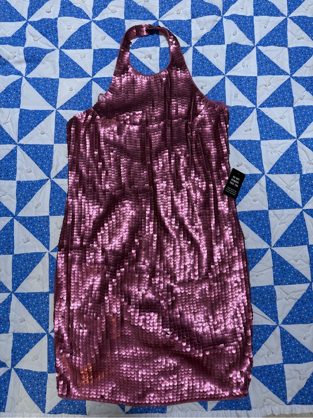 Express Sequin Halter Dress - Shimmery Pink